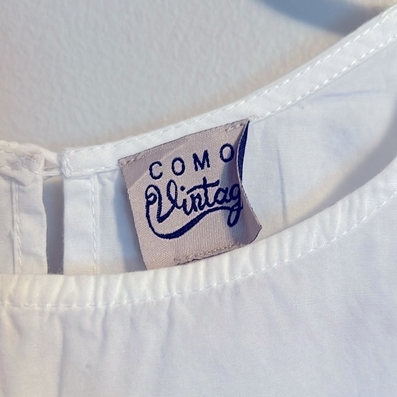 Como Vintage Size XL White Ruffle Sleeve Shirt With Dainty Pearls On Front - Picture 6 of 9